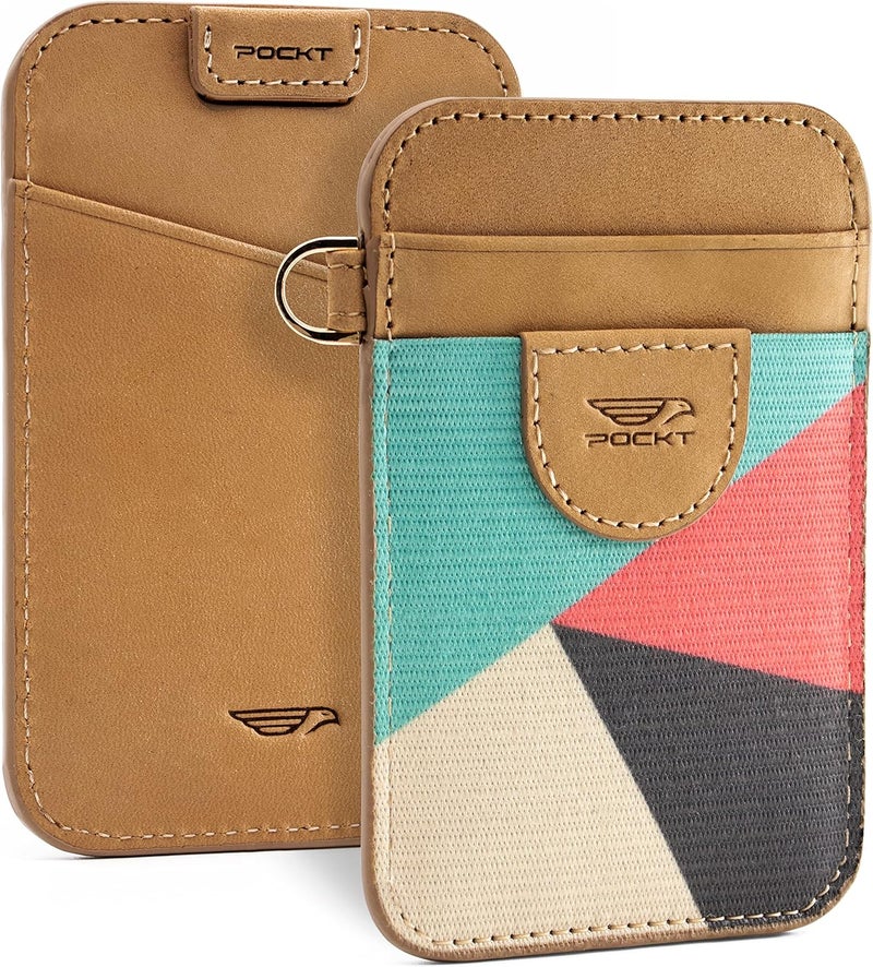 POCKT Slim Card Holder Wallet For Men and Women - Minimalist Front Pocket Wallet Elastic Credit Card Holder Genuine Leather RFID Blocking Card Case Wallets | Cross - Image 1